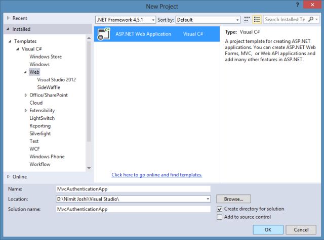 Create New Web Application